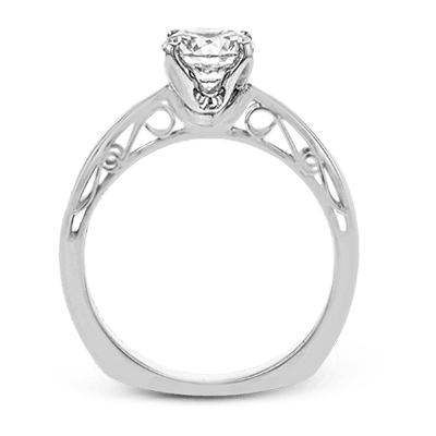 White Gold Filigree Engagement Ring with Central Stone - MR2955