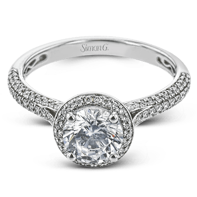 Round Halo Diamond Engagement Ring in White Gold - MR3097