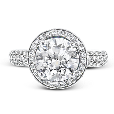 2ct Round Cut Diamond Engagement Ring in White Gold Vintage Style
