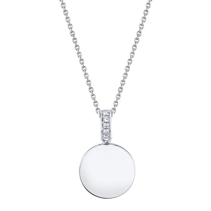 Diamond Disc Circle Pendant Necklace