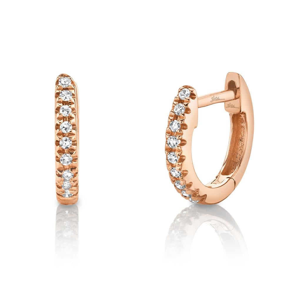 SHY CREATION HOOP EARRINGS DIAMOND ACCENTS 14K ROSE GOLD SC22004024V3