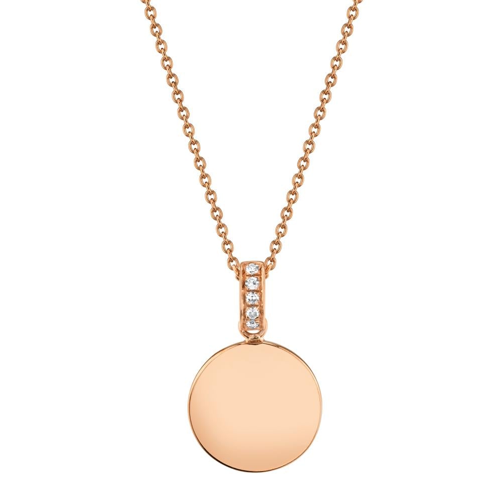 Diamond Disc Circle Pendant Necklace