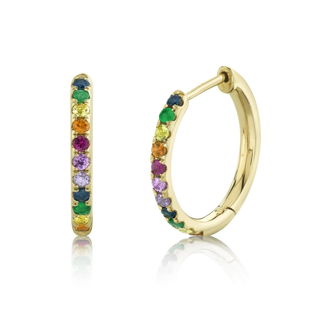 0.32CT MULTI-COLOR STONE HOOP EARRING