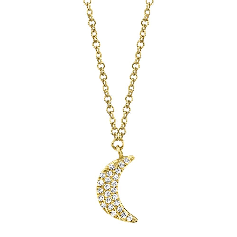 Luna 0.06Ct Diamond Pave Crescent Moon Pendant Necklace