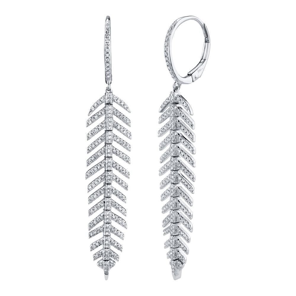 0.60CT DIAMOND 'Phoenix' Drop FEATHER EARRING - Short