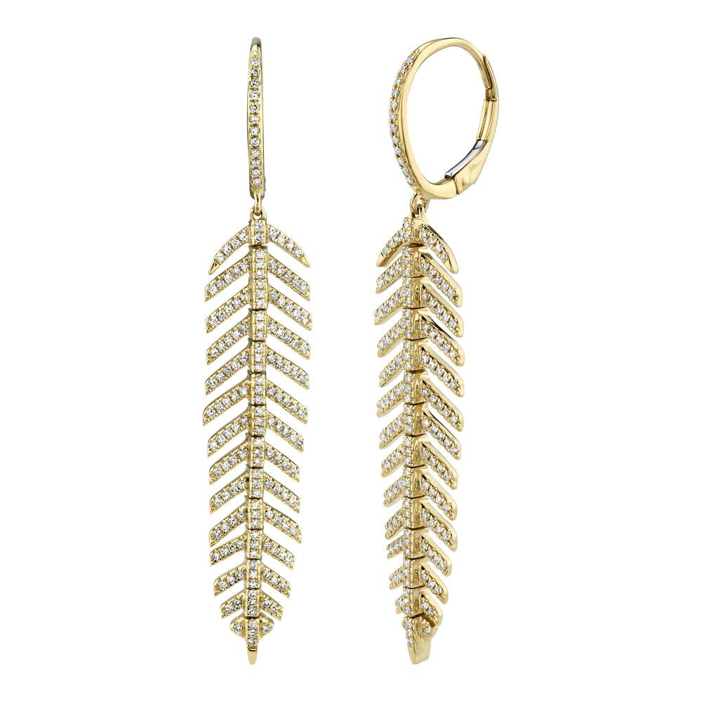 0.60CT DIAMOND 'Phoenix' Drop FEATHER EARRING - Short