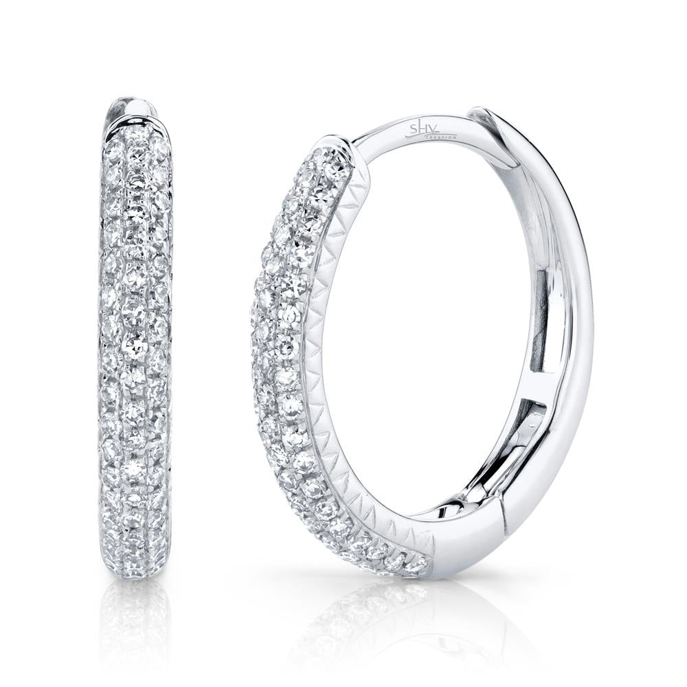 0.21CT DIAMOND PAVE HOOP EARRING