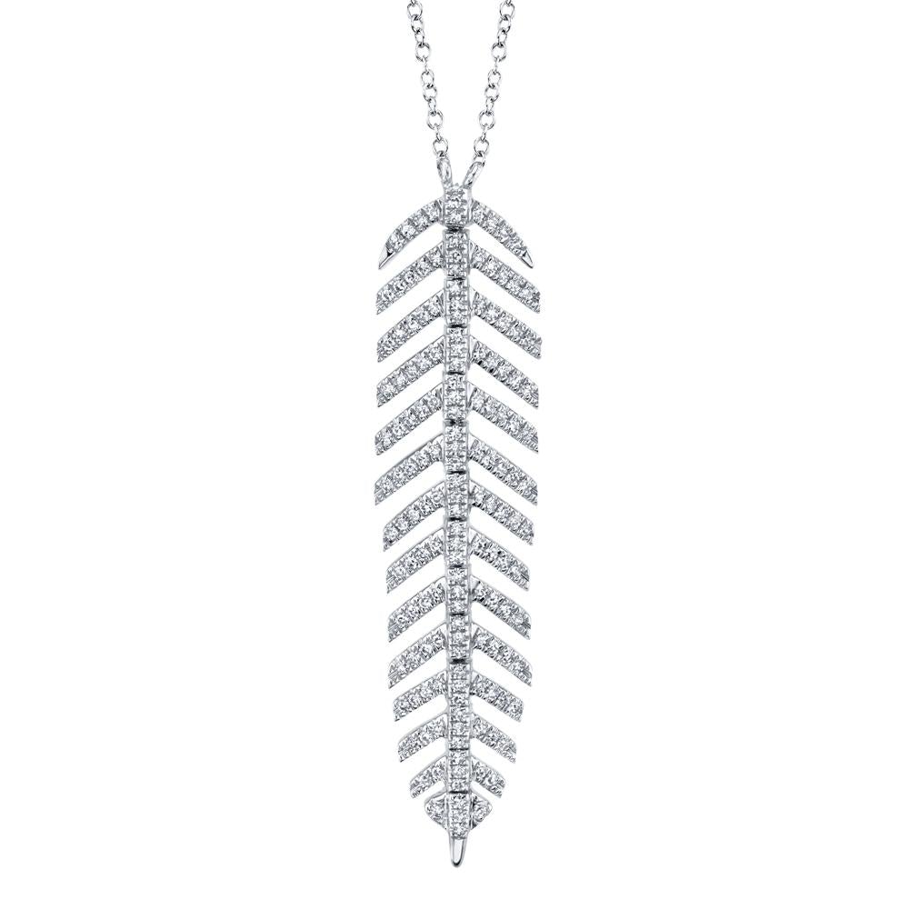 0.29CT DIAMOND 'Phoenix' FEATHER Pendant NECKLACE