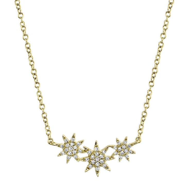 Celeste 0.09CT Triple Diamond Star Pendant Necklace