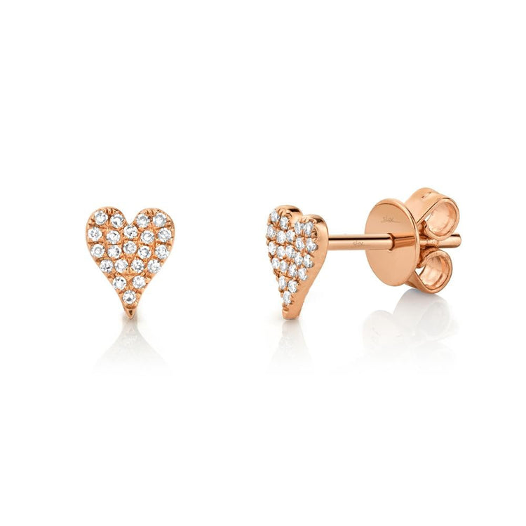 Amor 0.10 Ct. Diamond Pave Heart Stud Earrings - Mini