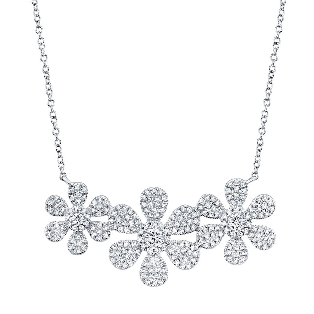 Fleur Trois 0.62 Ct. Diamond Flower Pendant Necklace