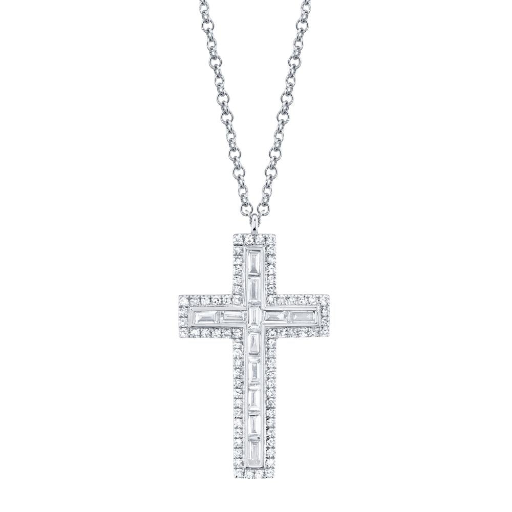 0.31CT DIAMOND BAGUETTE CROSS NECKLACE