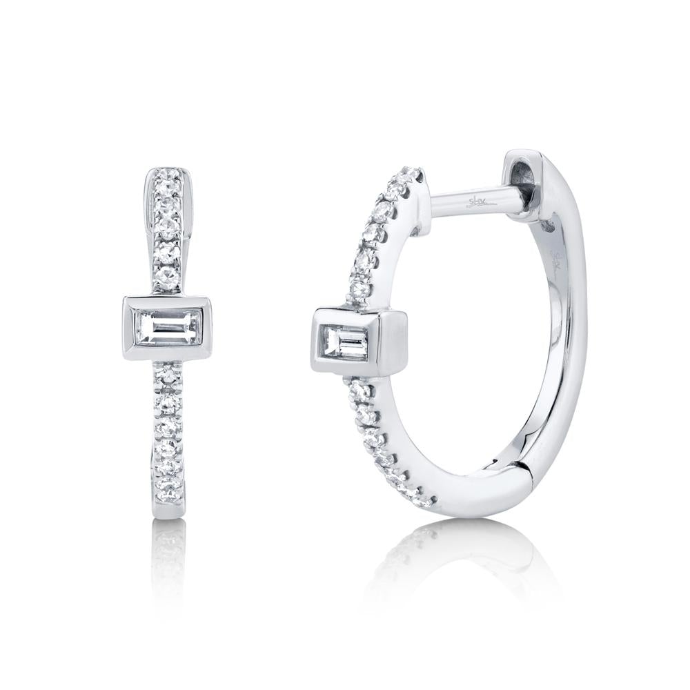 0.12CT DIAMOND BAGUETTE HOOP EARRING