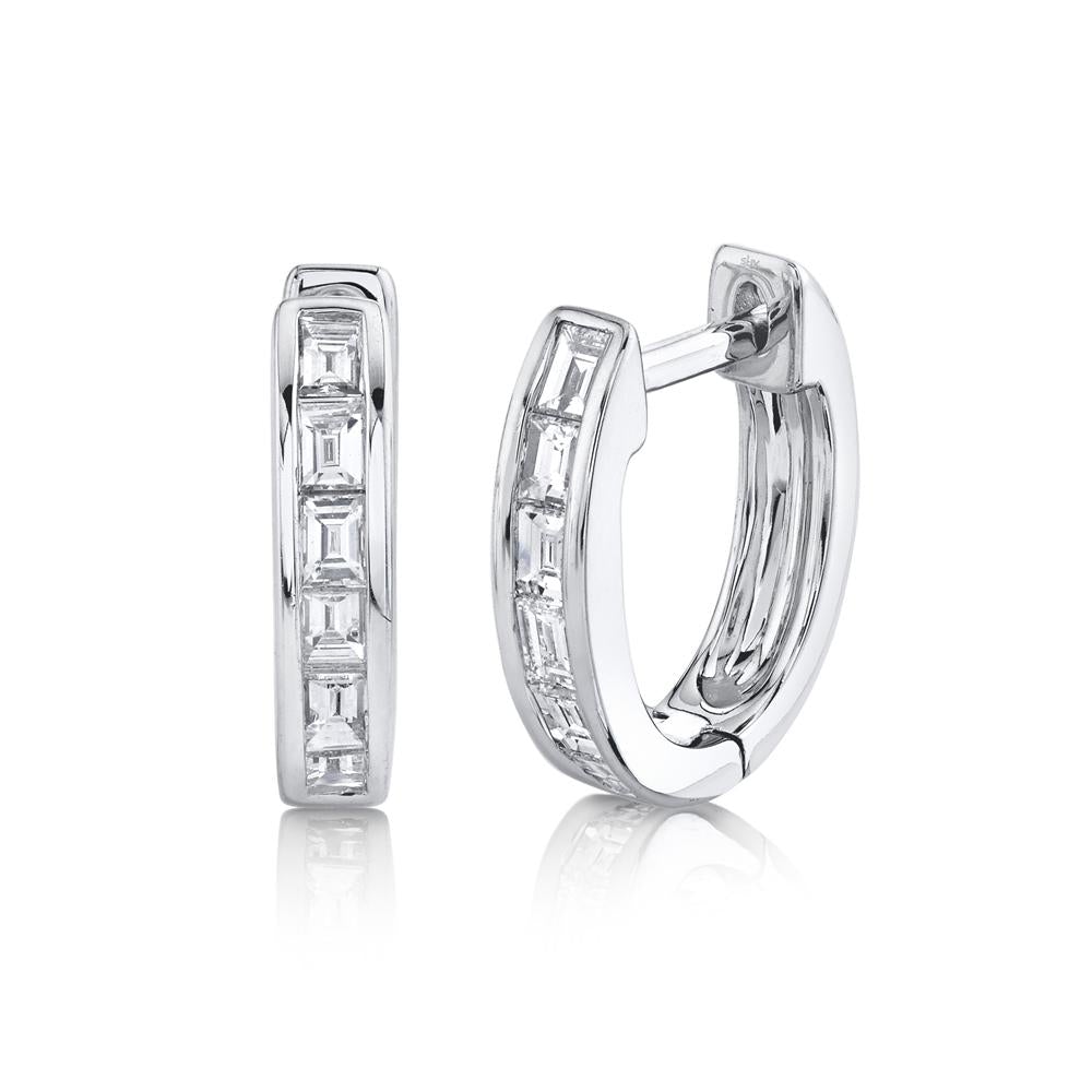 0.33CT DIAMOND BAGUETTE HUGGIE EARRING