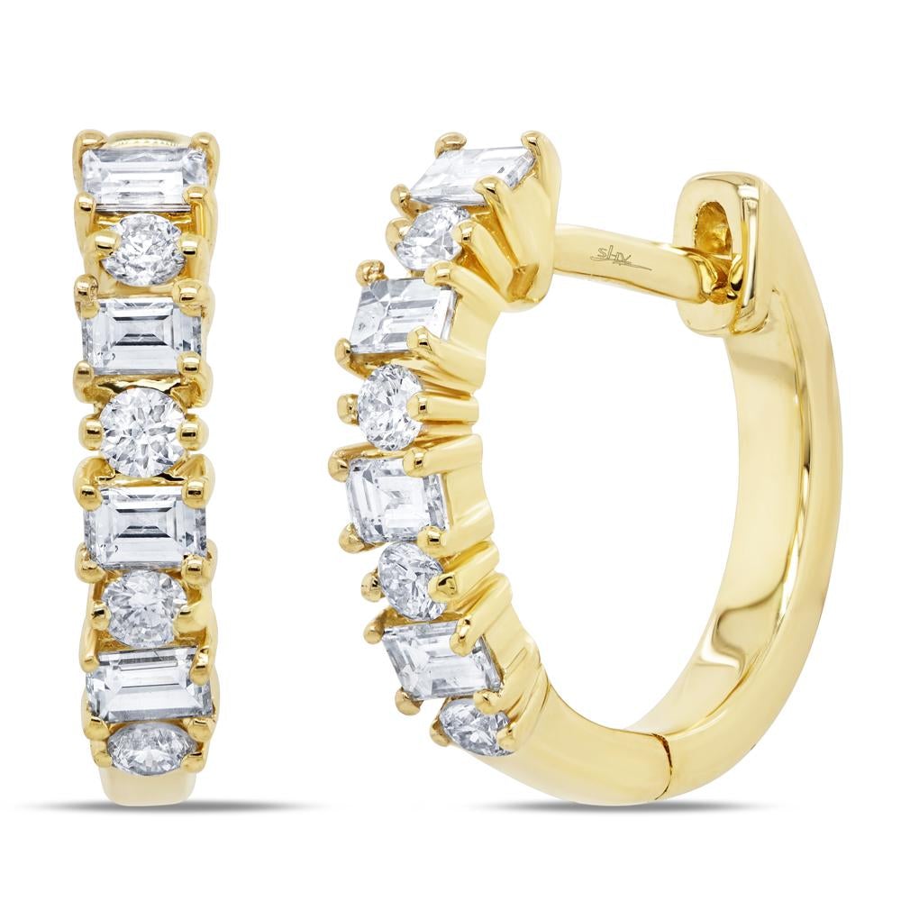 0.42CT DIAMOND BAGUETTE HUGGIE EARRING