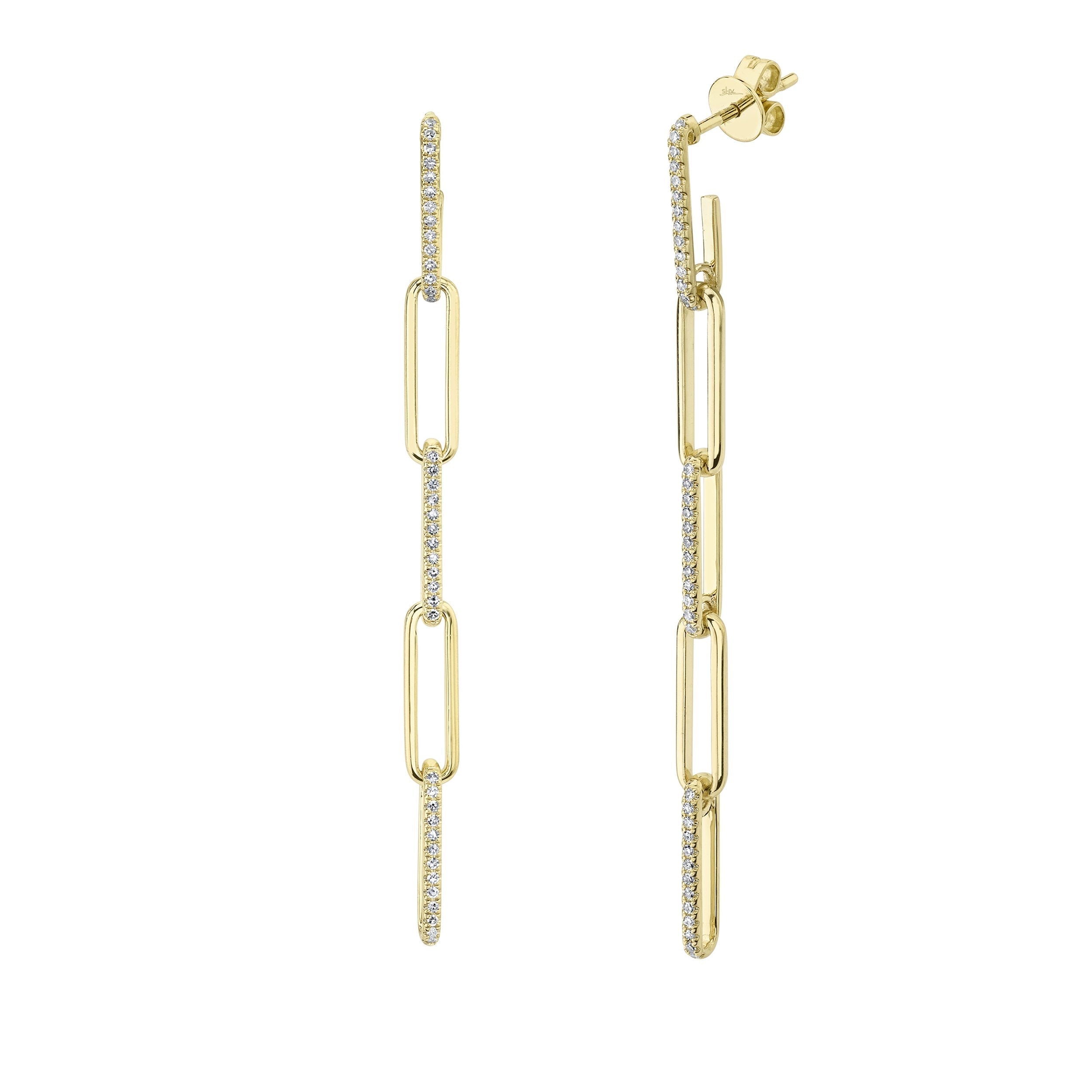 0.24CT DIAMOND PAPER CLIP LINK EARRING