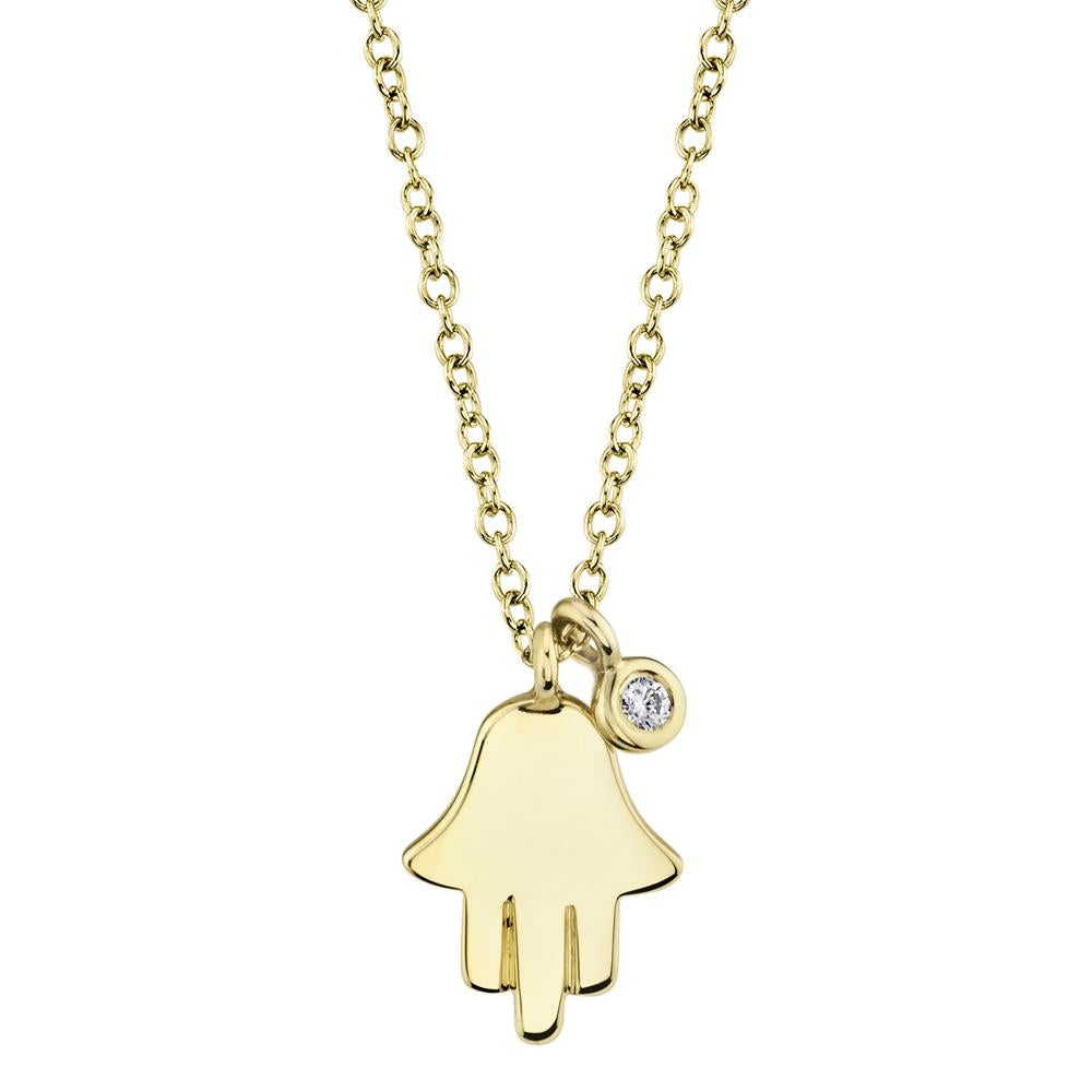 Hamsa Diamond Charm Pendant Necklace