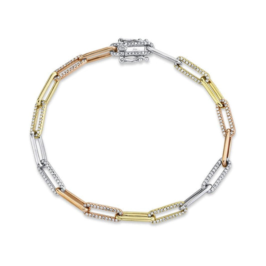 0.74CT 3T DIAMOND PAPER CLIP LINK BRACELET