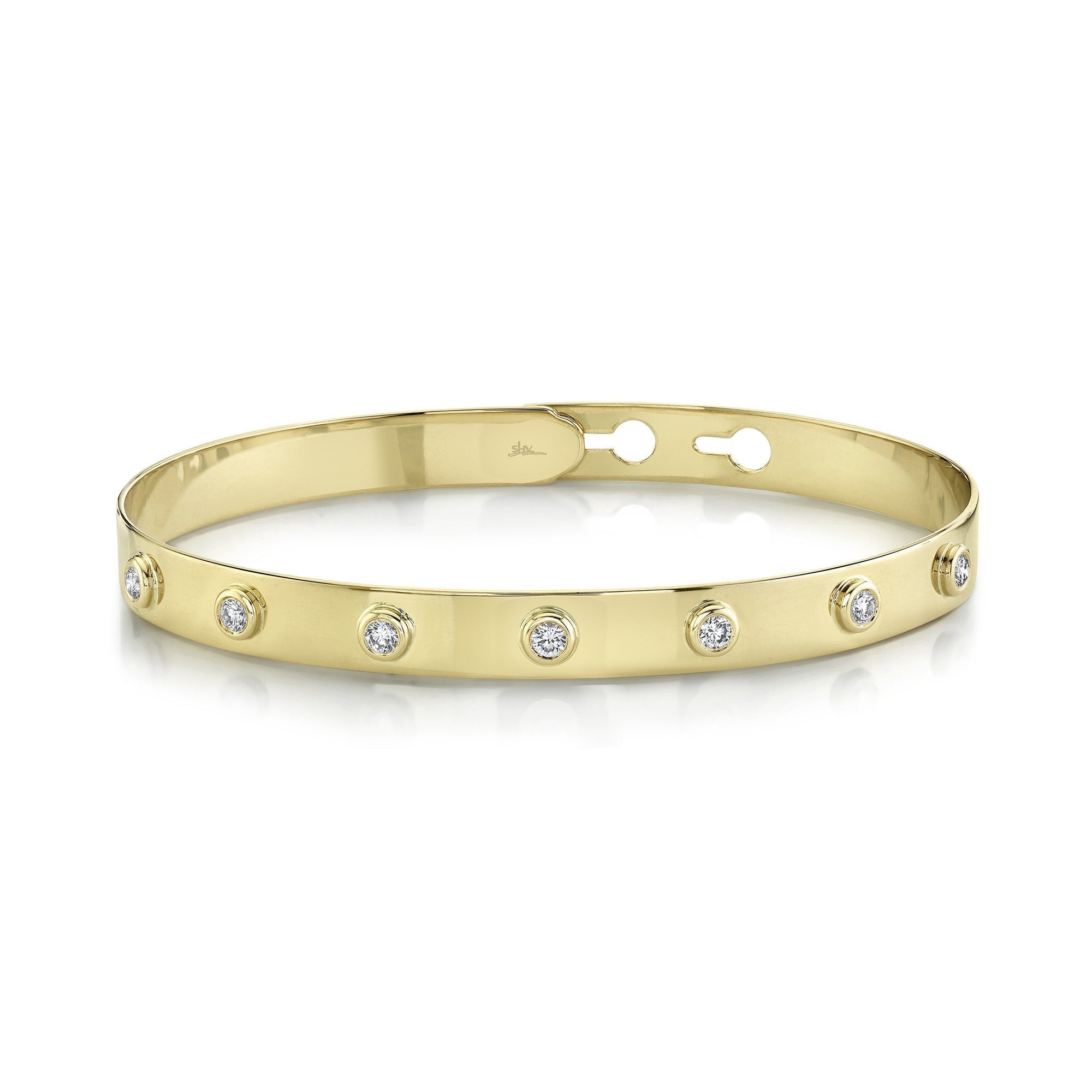 0.32CT DIAMOND BEZEL LATCH LOCK BANGLE