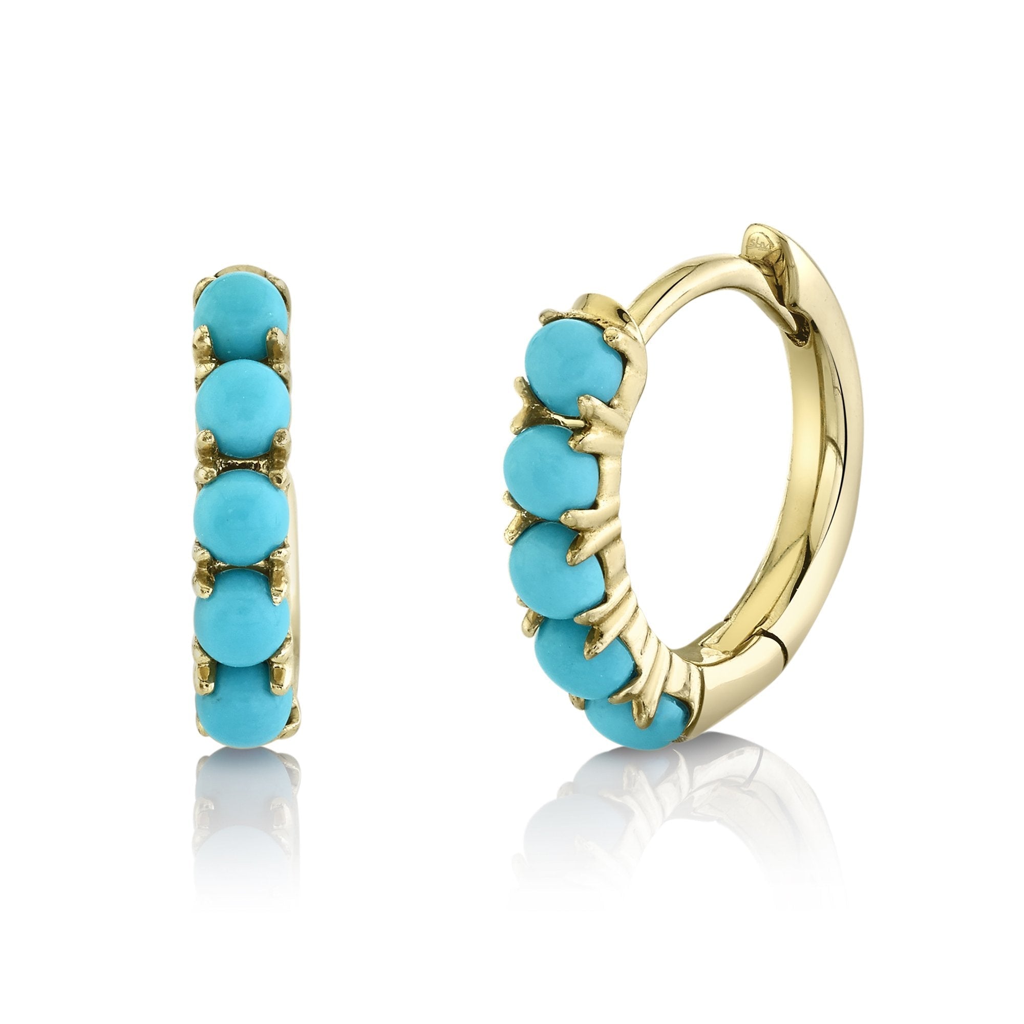 0.43CT COMPOSITE TURQUOISE HUGGIE EARRING