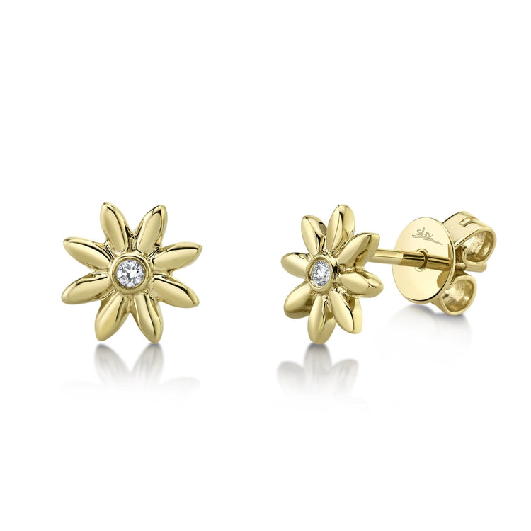 Blossom Diamond Flower Stud Earrings