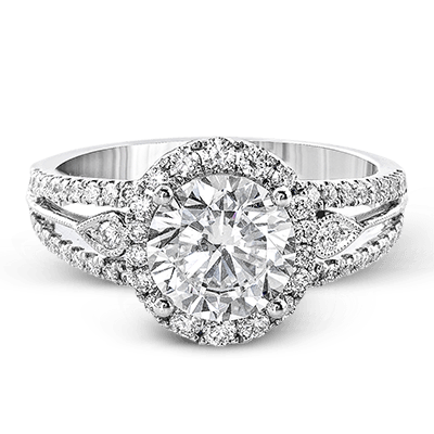 Round Diamond Halo Engagement Ring in White Gold TR586