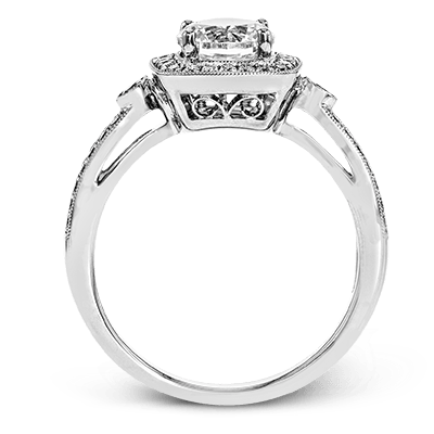 Square Halo White Gold Engagement Ring with .34 ctw Diamonds