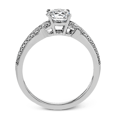 Sleek White Gold Diamond Engagement Ring with Milgrain Detail