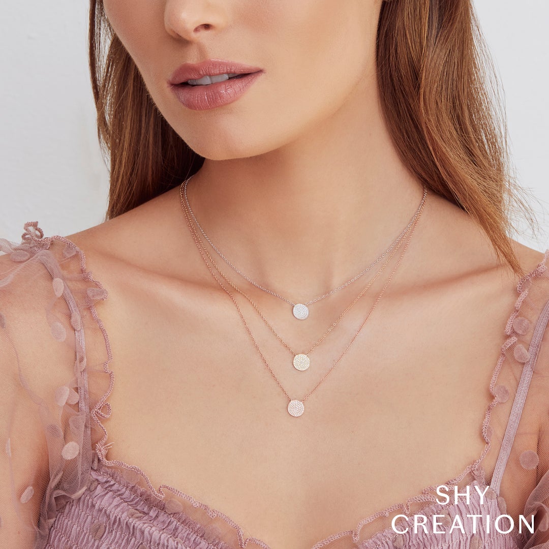 Emmie 0.15 Ct. Diamond Pave Disc Circle Pendant Necklace